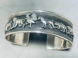 Native American Animal Farm Vintage Sterling Silver Monkey Bracelet Cuff-Nativo Arts