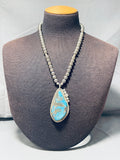 Huge Morenci Turquoise Stone Vintage Native American Navajo Sterling Silver Necklace-Nativo Arts