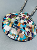 Largest Vintage Santo Domingo Inlay Sterling Silver Necklace, 5 Inches!!-Nativo Arts