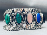 Signed Vintage Concho Native American Navajo Turquoise Sterling Silver Bracelet-Nativo Arts