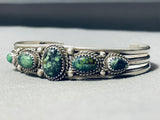 Important Tommy Yazzie Vintage Native American Navajo Damale Turquoise Sterling Silver Bracelet-Nativo Arts