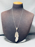 Sam Kee Vintage Native American Navajo Feather Sterling Silver Necklace!-Nativo Arts