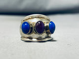 Exquisite Vintage Native American Navajo Sugulite Lapis Sterling Silver Ring-Nativo Arts