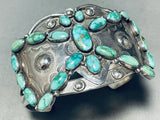 Early 1900's Vintage Native American Navajo Carico Lake Turquoise Sterling Silver Bracelet-Nativo Arts