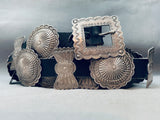 Hand Tooled Vintage Native American Navajo Sterling Silver Concho Belt Old-Nativo Arts