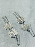 One Of A Kind Vintage Native American Navajo Sterling Silver Mercury Dimes Earrings-Nativo Arts