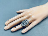 Plant And Cloud Vintage Native American Hopi Sterling Silver Heavy Mens Ring-Nativo Arts
