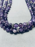 Native American Gasp! Rare Rounded Purple Amethyst Sterling Silver Tube Necklace-Nativo Arts