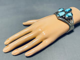 Blue Medicine Mine Vintage Native American Navajo Turquoise Sterling Silver Bracelet-Nativo Arts