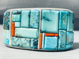 121 Gram Les James Turquoise Inlay Native American Navajo Sterling Silver Bracelet-Nativo Arts