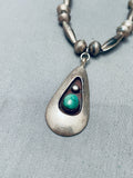 Amazing Vintage Native American Navajo Cerrillos Turquoise Sterling Silver Torpedo Necklace-Nativo Arts