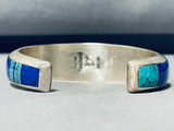 6 Inch Wrist Important Vintage Native American Navajo Turquoise Inlay Sterling Silver Bracelet-Nativo Arts