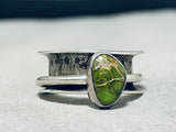 Impressive Vintage Native American Navajo Damale Turquoise Sterling Silver Double Ring-Nativo Arts
