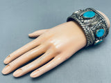 96 Grams Heavy Wide Vintage Native American Navajo Turquoisew Sterling Silver Bracelet-Nativo Arts