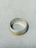 Amazing Vintage Native American Navajo Sterling Silver & 14k Gold Ring Signed V.hicks-Nativo Arts