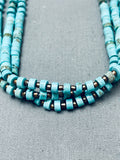 Native American Stunning Navajo Turquoise Disc Sterling Silver Heishi Necklace-Nativo Arts