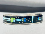 Native American 6.5 Inch Wrist Vintage Navajo Kachina Turquoise Inlay Sterling Silver Bracelet-Nativo Arts