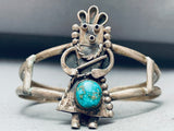 Kachina Dancer Vintage Native American Navajo Turquoise Sterling Silver Bracelet-Nativo Arts