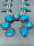Gasp! 158 Grams Native American Navajo Turquoise Sterling Silver Squash Blossom Necklace-Nativo Arts