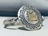 Taylor Signed Vintage Native American Navajo Medallion Sterling Silver Bracelet-Nativo Arts