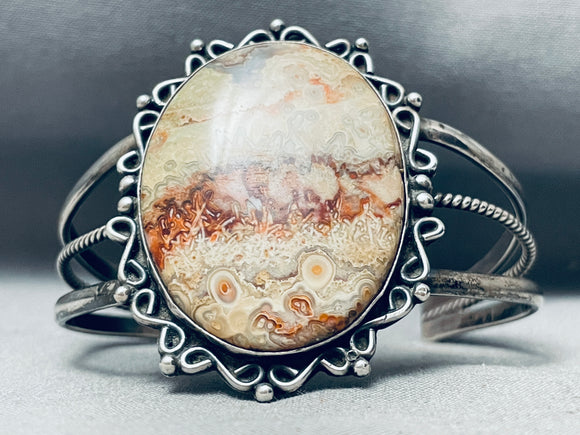 Earth Stone Agate Vintage Native American Navajo Sterling Silver Bracelet-Nativo Arts