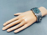 The Most Unique Buckle Bracelet! Vintage Native American Navajo Turquoise Sterling Silver-Nativo Arts