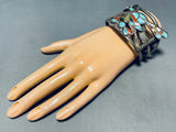 One Of The Best Ever Vintage Native American Zuni Roandrunner Inlay Sterling Silver Bracelet-Nativo Arts