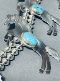 Horse Native American Navajo Turquoise Sterling Silver Squash Blossom Necklace- 190 Grams-Nativo Arts