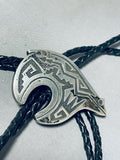 Traditional Vintage Native American Navajo Sterling Silver Bear Bolo Tie-Nativo Arts