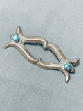 Marvelous Vintage Native American Navajo Turquoise Sterling Silver Pin-Nativo Arts