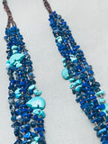 Turquoise Bear Vintage Navajo Lapis Heishi Sterling Silver Necklace-Nativo Arts