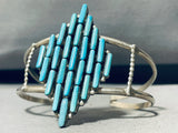 One Of The Coolest Needle!! Vintage Native American Zuni Turquoise Sterling Silver Bracelet-Nativo Arts