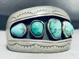 One Of The Best Vintage Native American Navajo Turquoise Sterling Silver Shadow Bracelet-Nativo Arts
