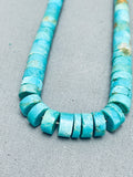 Chunky Heishi Vintage Native American Navajo Turquoise Sterling Silver Necklace Old-Nativo Arts