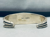 Important Hl Zunie Vintage Native American Zuni Turquoise Inlay Sterling Silver Bracelet-Nativo Arts
