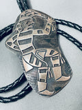 Museum Quality 1950's Native American Hopi Vintage Sterling Silver Bolo Tie