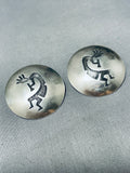 Beautiful Vintage Navajo Or Native American Hopi Sterling Silver Kokplelli Earrings-Nativo Arts