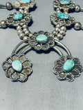 240 Grams Gasp! Vintage Native American Navajo Turquoise Sterling Silver Squash Blossom Necklace-Nativo Arts