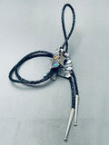 Detailed Vintage Southwest Sterling Silver Inlay Bolo Tie-Nativo Arts