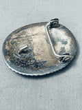 Native American One Of The Most Detailed Vintage Zuni Inlay Turquoise Sterling Silver Bcukle Old-Nativo Arts