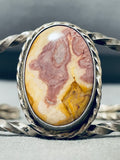 Grapefruit Agate Vintage Native American Navajo Sterling Silver Bracelet Old-Nativo Arts