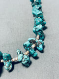 Native American Sensational Vintage Santo Domingo Old Kingman Turquoise Sterling Silver Necklace-Nativo Arts