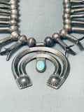 Late 1800's Early 1900's Vintage Native American Navajo Turquoise Squash Blossom Necklace-Nativo Arts