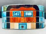 7 Inch Wrist 140 Grams Native American Navajo Kachina Turquoise Inlay Sterling Silver Bracelet-Nativo Arts