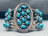 Riveting Vintage Native American Navajo Morenci Turquoise Cluster Sterling Silver Bracelet-Nativo Arts
