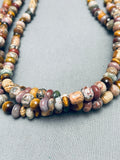 One Of The Best Agate Vintage Native American Navajo Sterling Silver Necklace-Nativo Arts