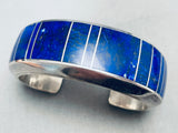 Best 6 Inch Wrist Vintage Native American Navajo Lapis Sterling Silver Inlay Bracelet-Nativo Arts