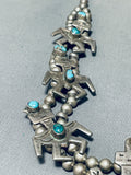 Important Yei Vintage Native American Navajo Sterling Silver Squash Blossom Necklace-Nativo Arts