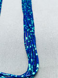The Most Gorgeous Native American Navajo Azurite Heishi Sterling Silver Necklace-Nativo Arts