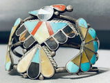 One Of The Best Vintage Native American Zuni 1950's Inlay Turquoise Sterling Silver Bracelet-Nativo Arts